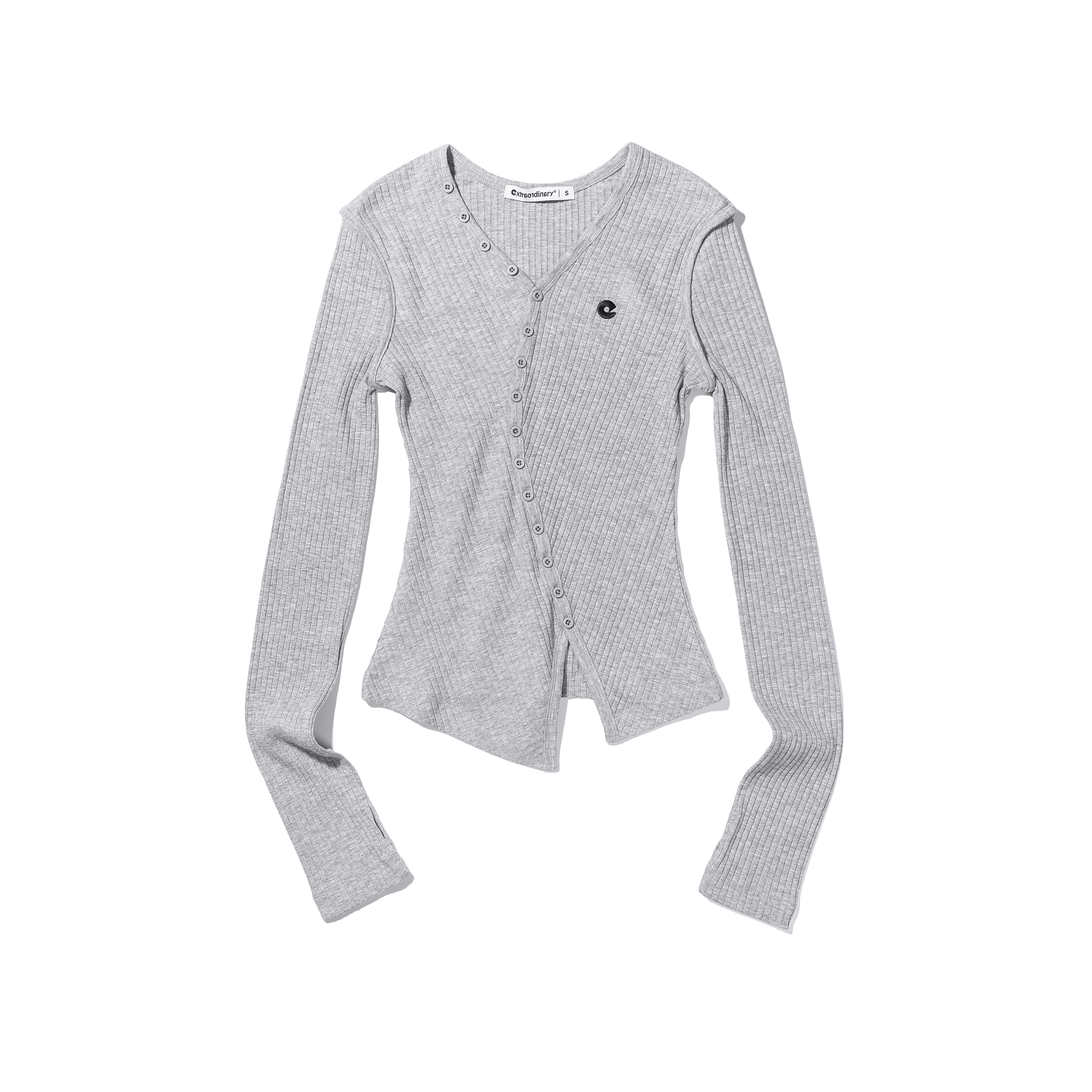 WOMEN BUTTON UP LONG SLEEVE  M/GREY