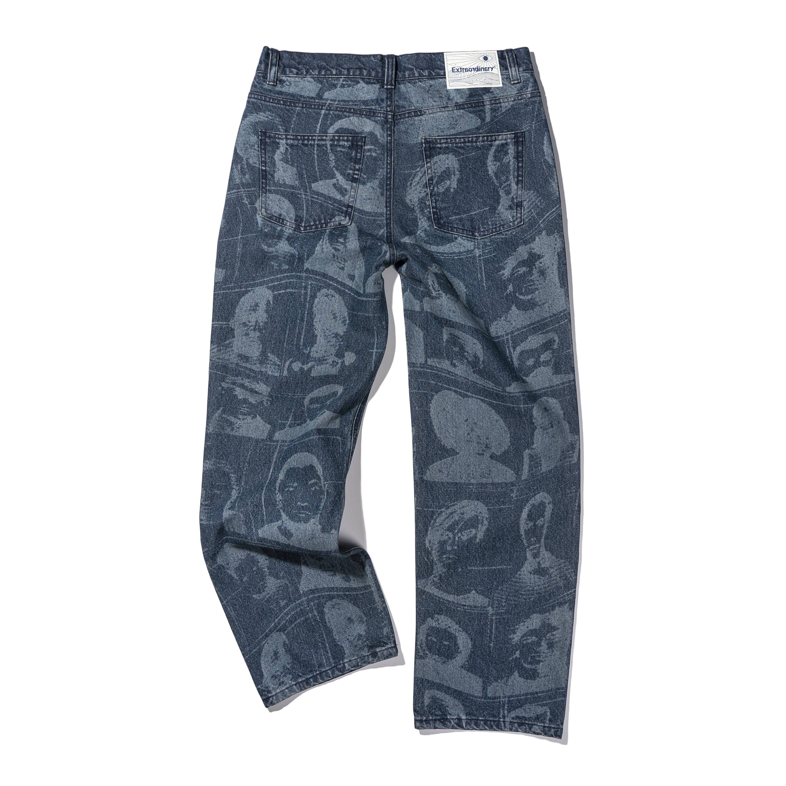 PORTRAIT PRINTING DENIM PANTS  INDIGO