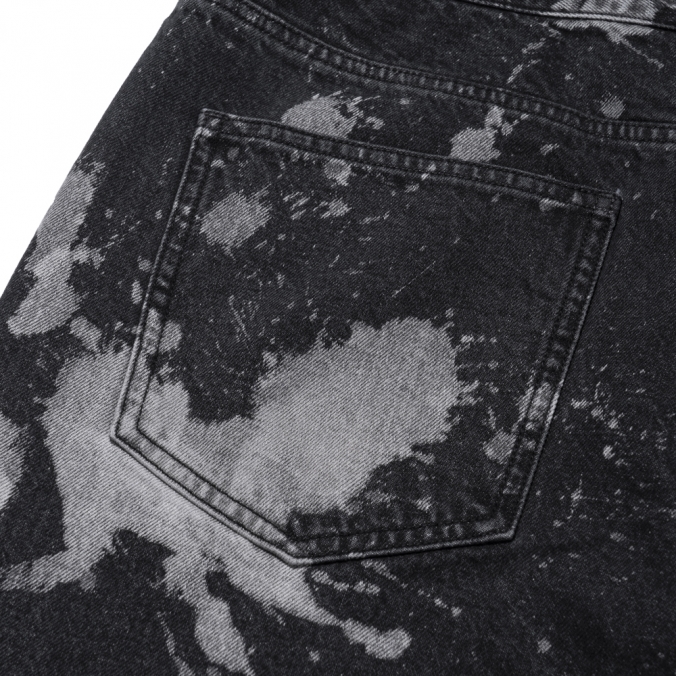 BLEACHED DENIM PANTS  BLACK