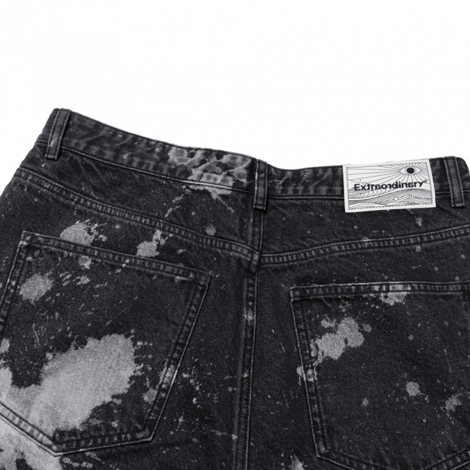 BLEACHED DENIM PANTS  BLACK