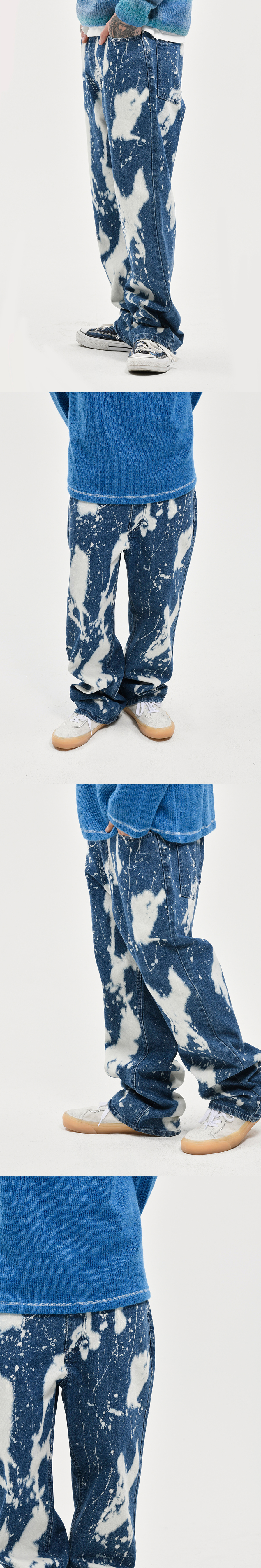 BLEACHED DENIM PANTS  BLUE