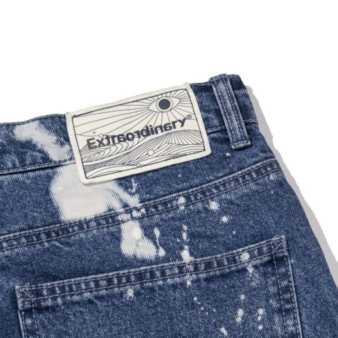 BLEACHED DENIM PANTS  BLUE
