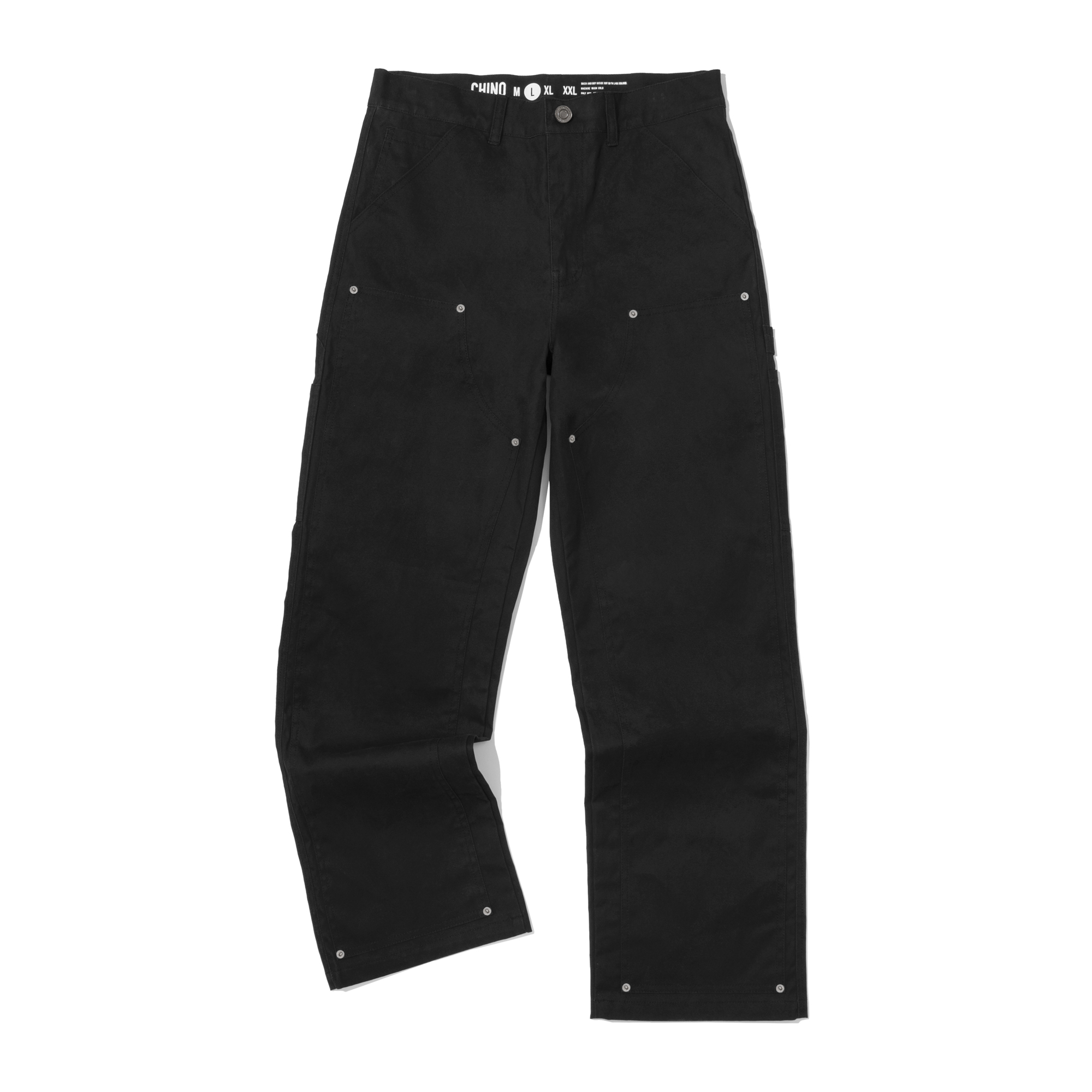 DOUBLE KNEE CANVAS PANTS  BLACK