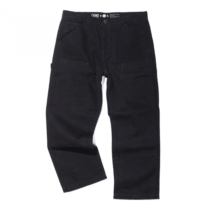 DOUBLE KNEE CANVAS PANTS  BLACK