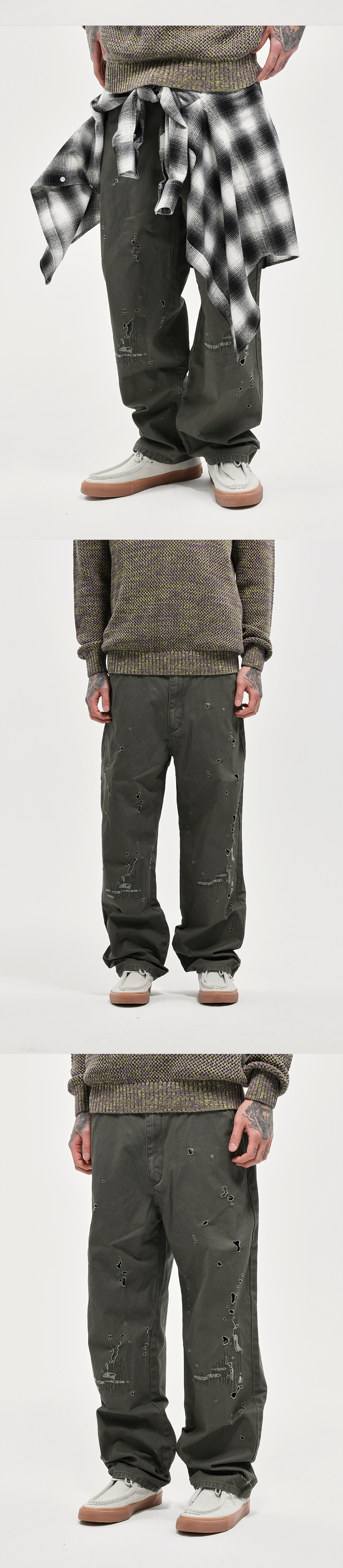 DAMAGE CANVAS PANTS  KHAKI