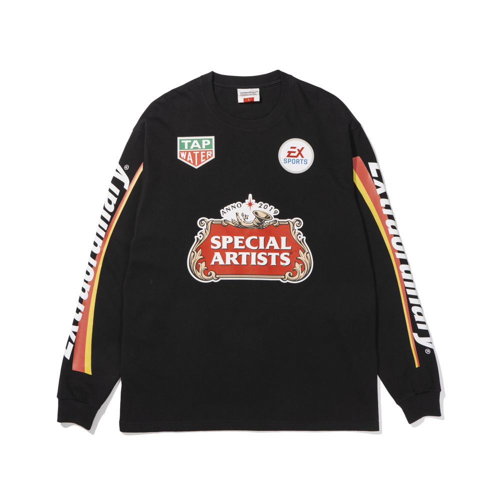 RACING SYMBOL PRINT LONG SLEEVE  BLACK