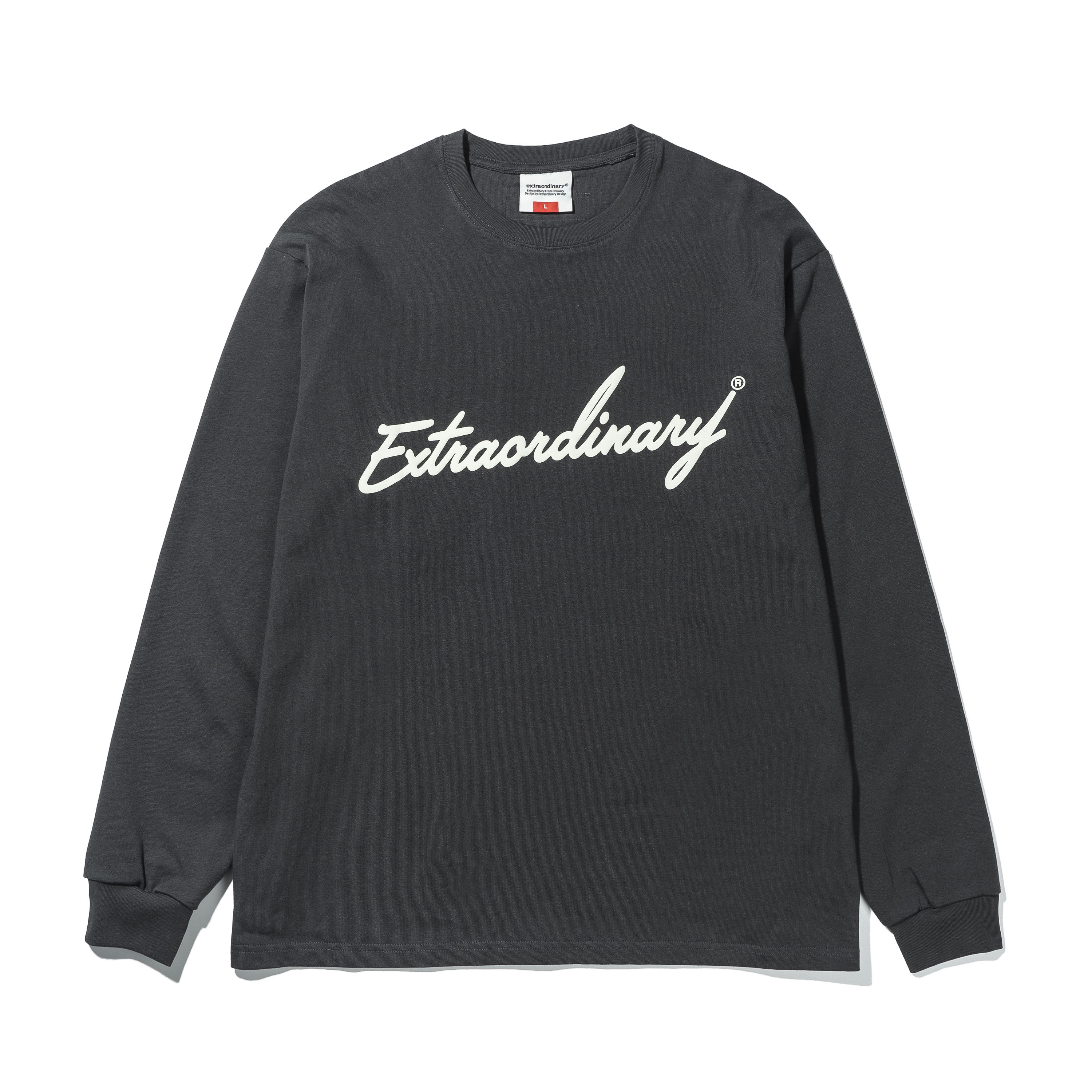 EX LOGO PRINT LONG SLEEVE  CHARCOAL