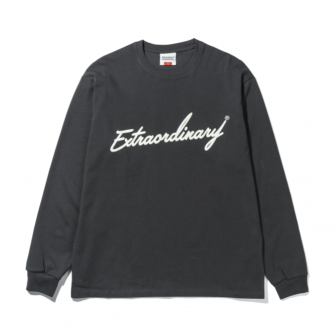 EX LOGO PRINT LONG SLEEVE  CHARCOAL