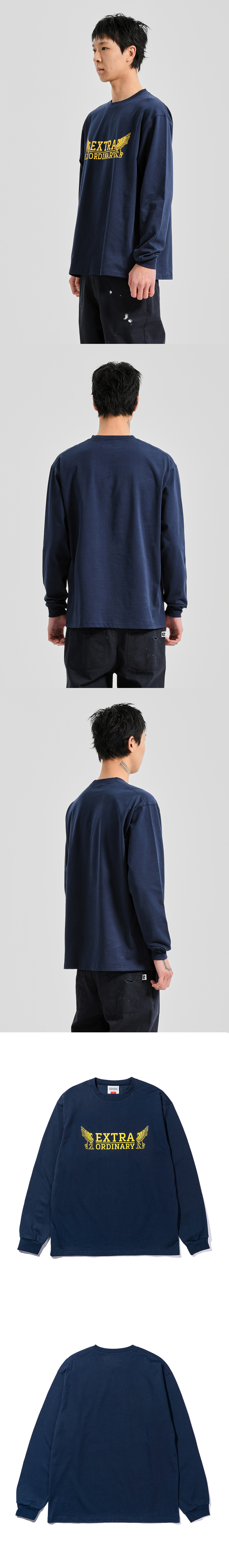 WING LOGO PRINT LONG SLEEVE  NAVY