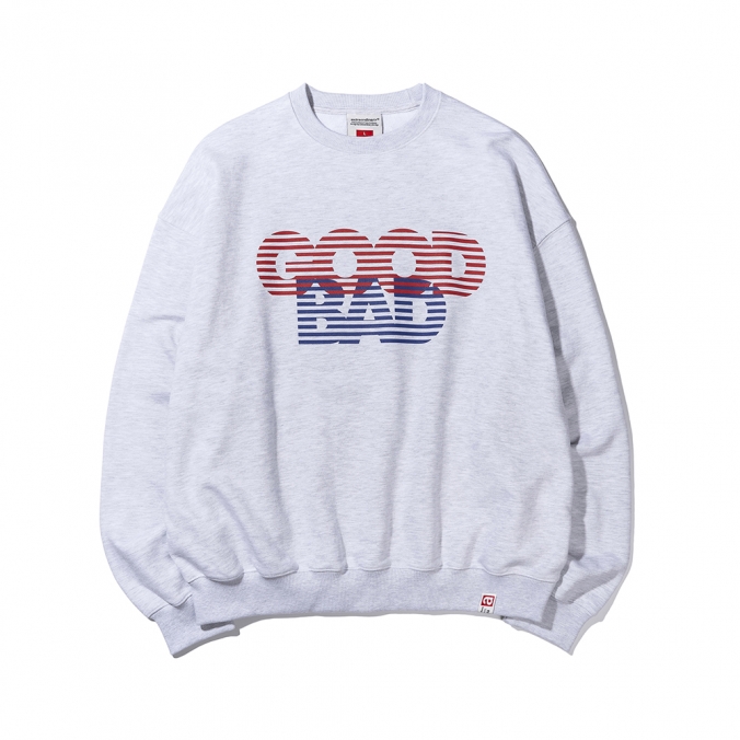 GOOD BAD PRINT CREWNECK  L/GREY