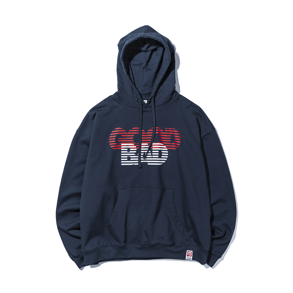 GOOD BAD PRINT HOODIE  NAVY