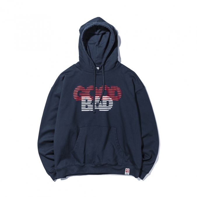 GOOD BAD PRINT HOODIE  NAVY