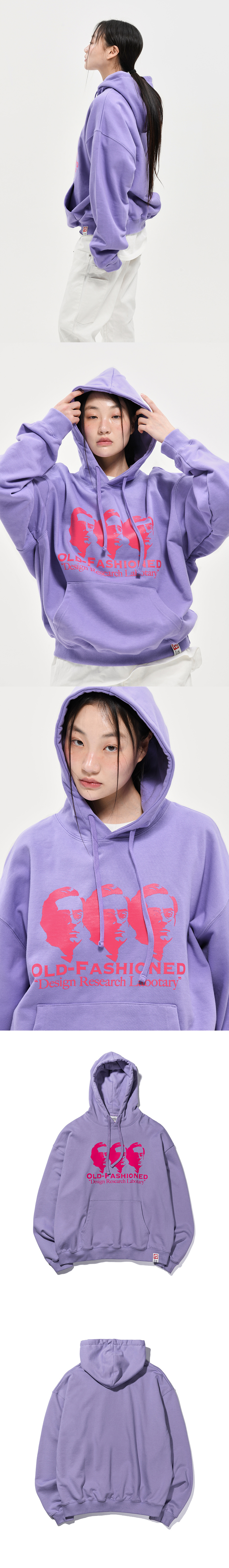 OLD FASHIONED PRINT HOODIE  PURPLE