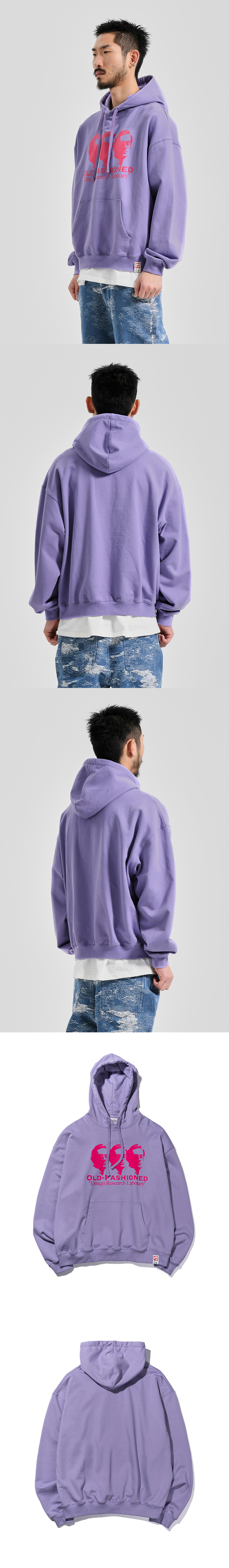 OLD FASHIONED PRINT HOODIE  PURPLE