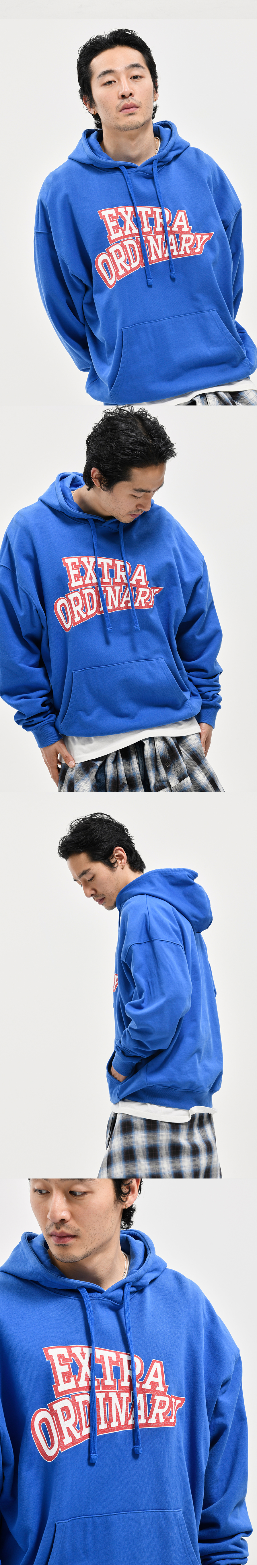 EX ARCH LOGO PRINT HOODIE  BLUE