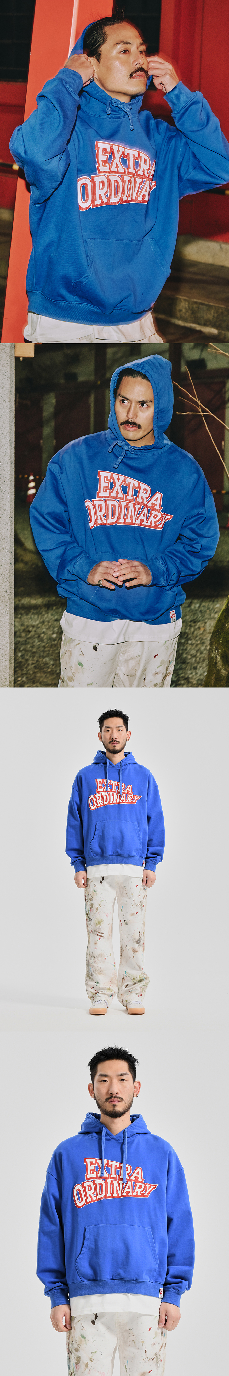 EX ARCH LOGO PRINT HOODIE  BLUE