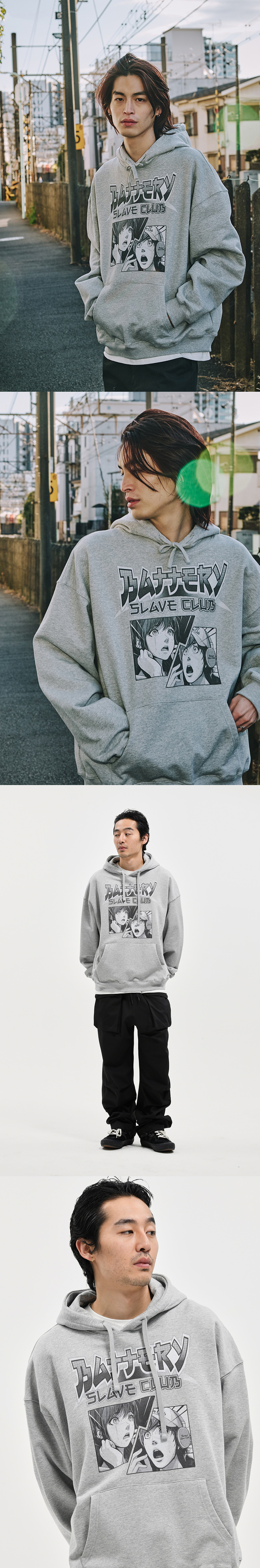 B.S.C ANIME HOODIE  M/GREY