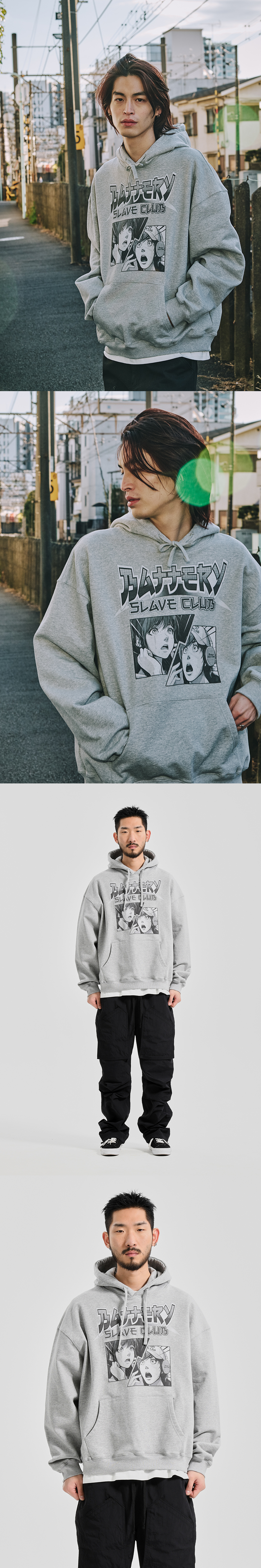 B.S.C ANIME HOODIE  M/GREY