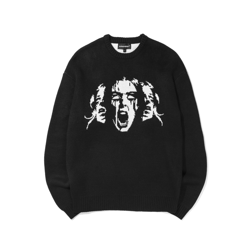 WITCHES JACQUARD SWEATER  BLACK