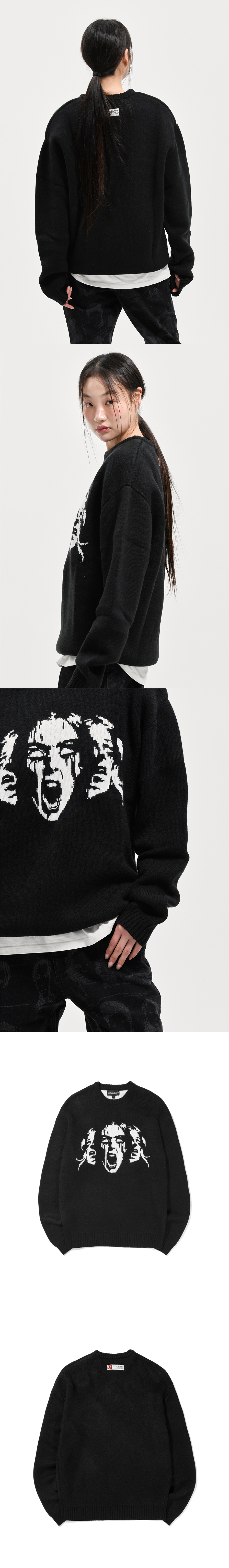 WITCHES JACQUARD SWEATER  BLACK