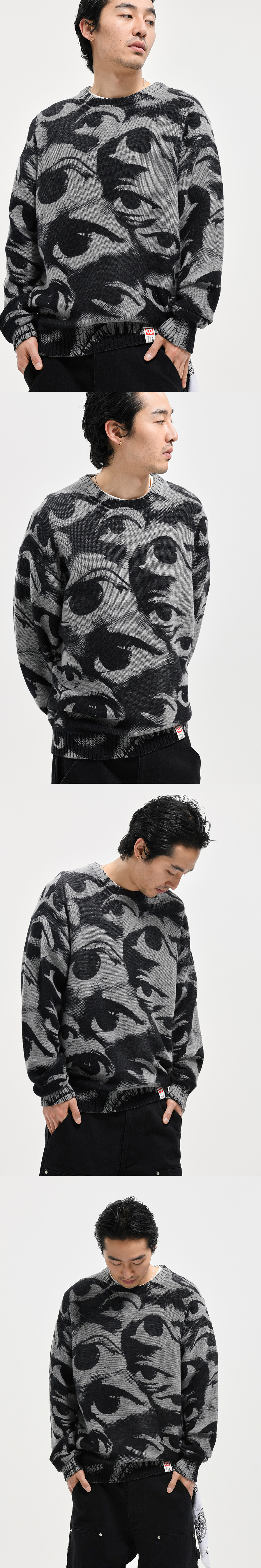 EYES PRINTING SWEATER  M/GREY