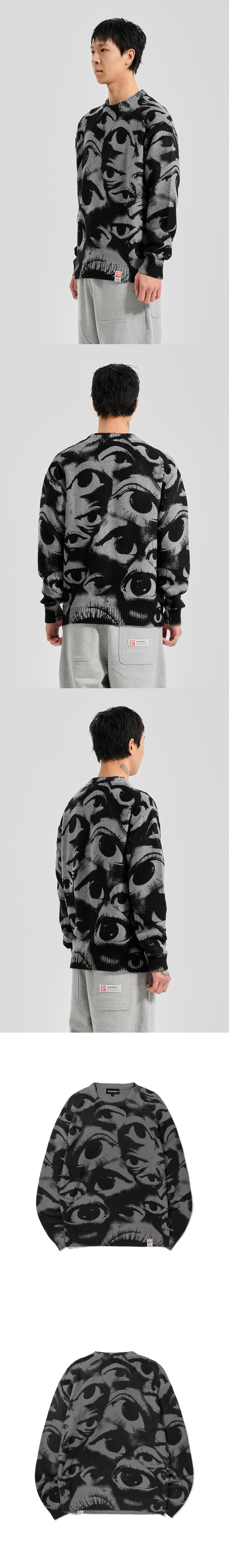 EYES PRINTING SWEATER  M/GREY