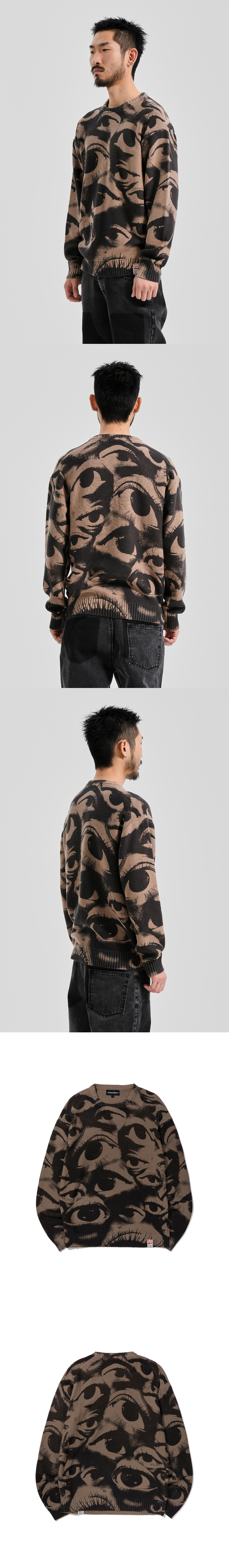 EYES PRINTING SWEATER  BEIGE