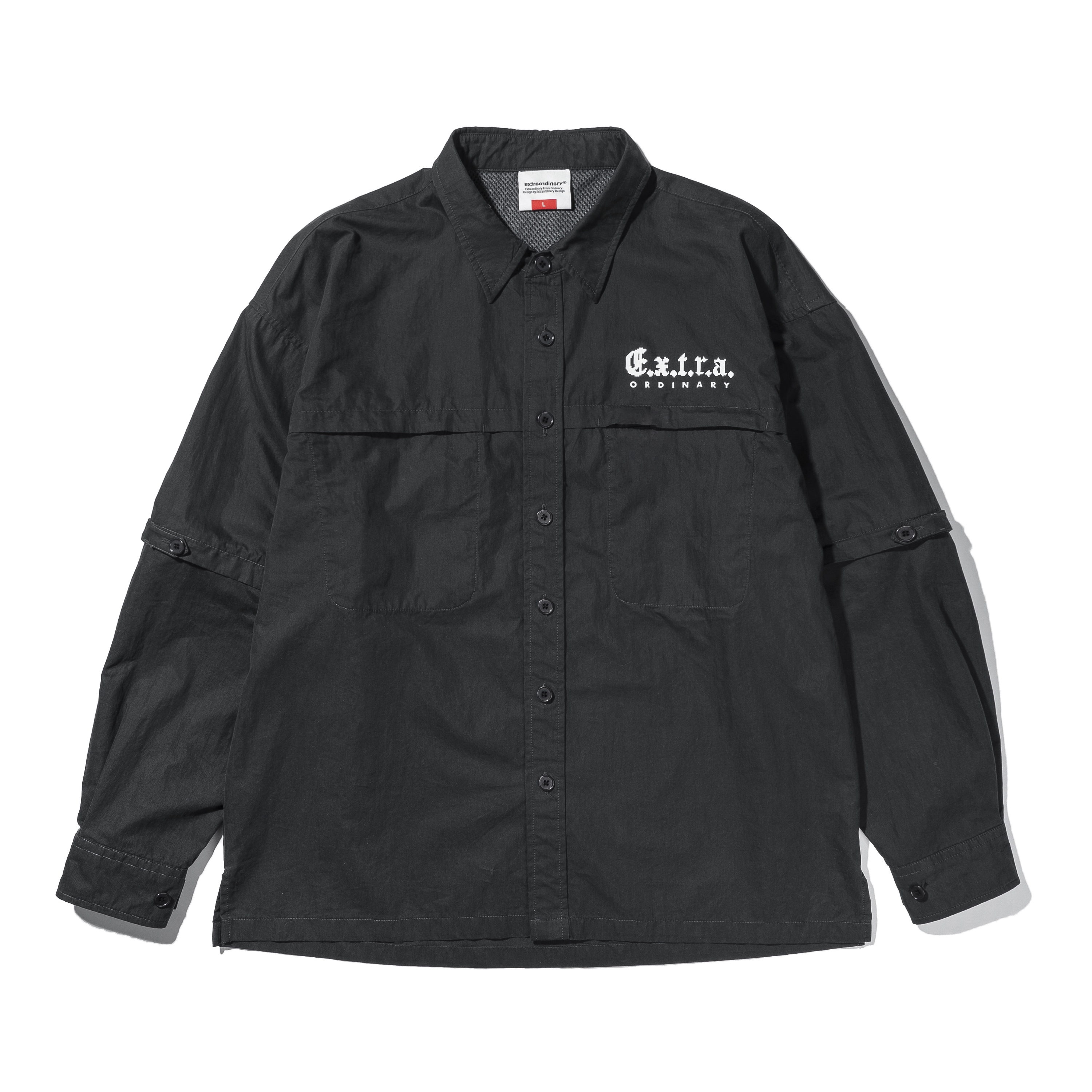 EX LOGO PRINT SHIRT  CHARCOAL