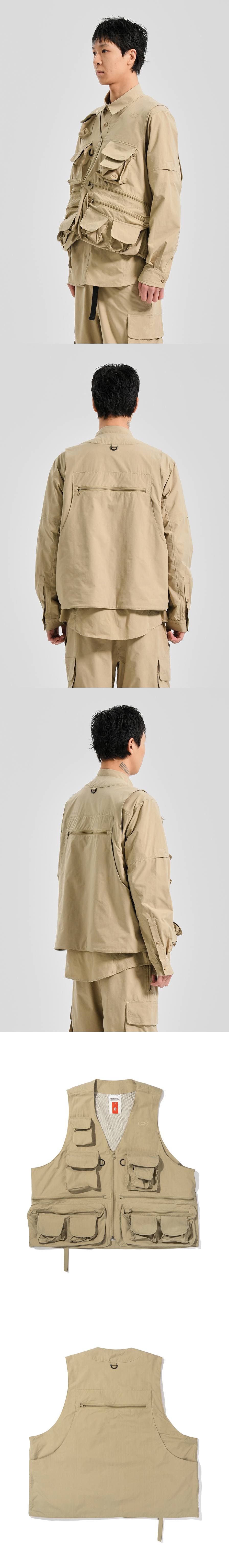 MULTI POCKET FISHING VEST  BEIGE