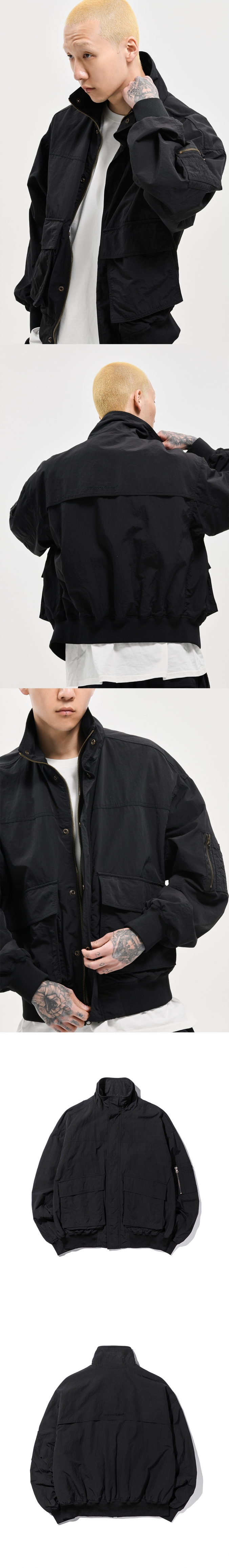 PUCKERING POCKET JUMPER  BLACK