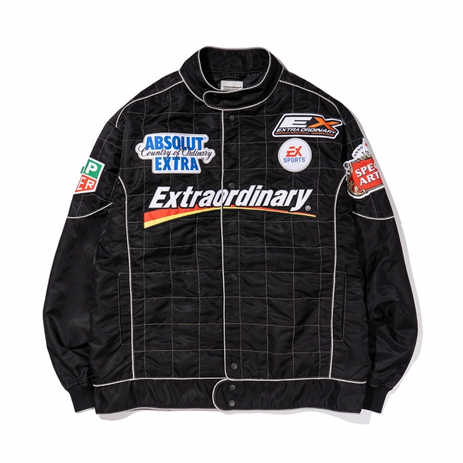 RACING SYMBOL PRINT JACKET  BLACK