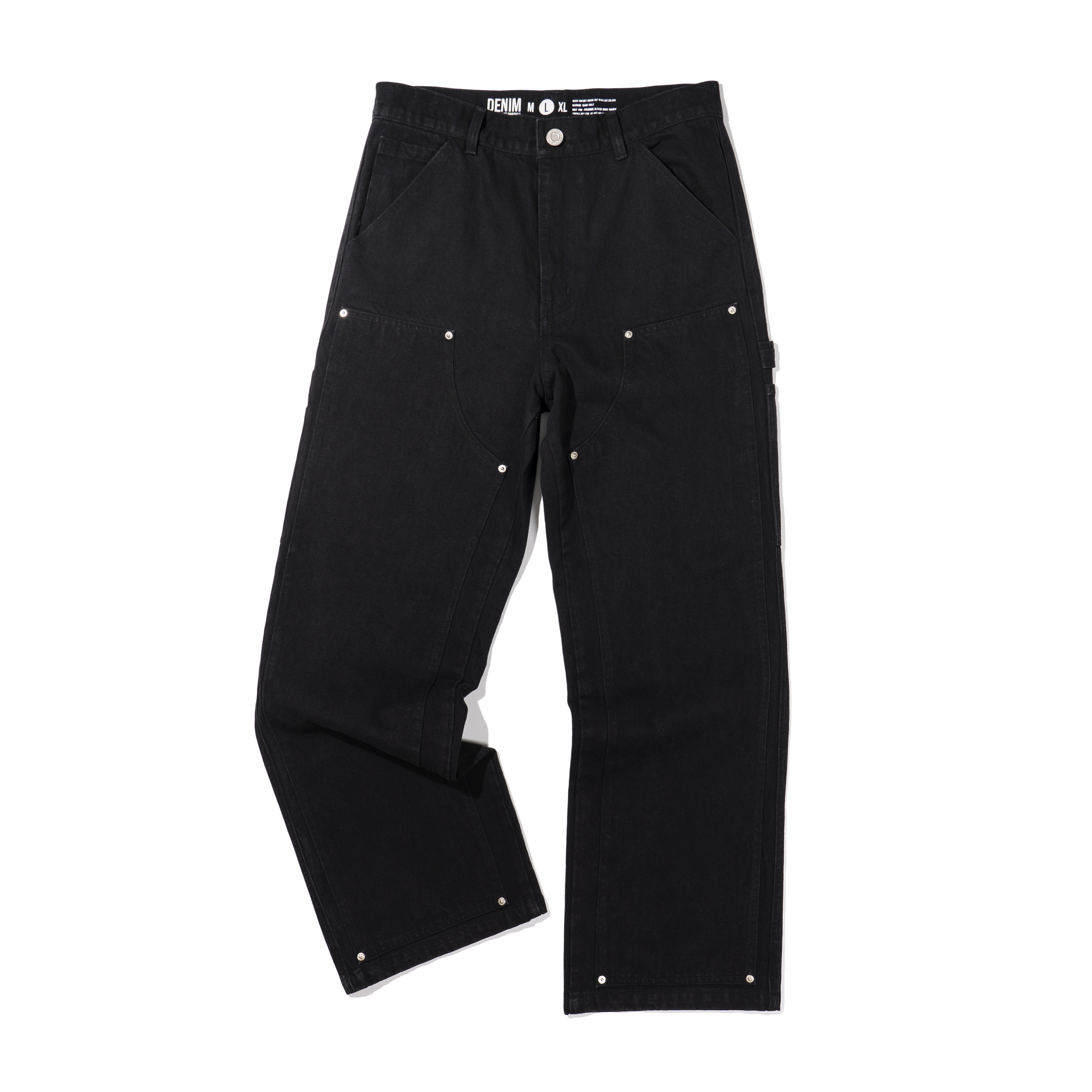 DOUBLE KNEE DENIM BLACK