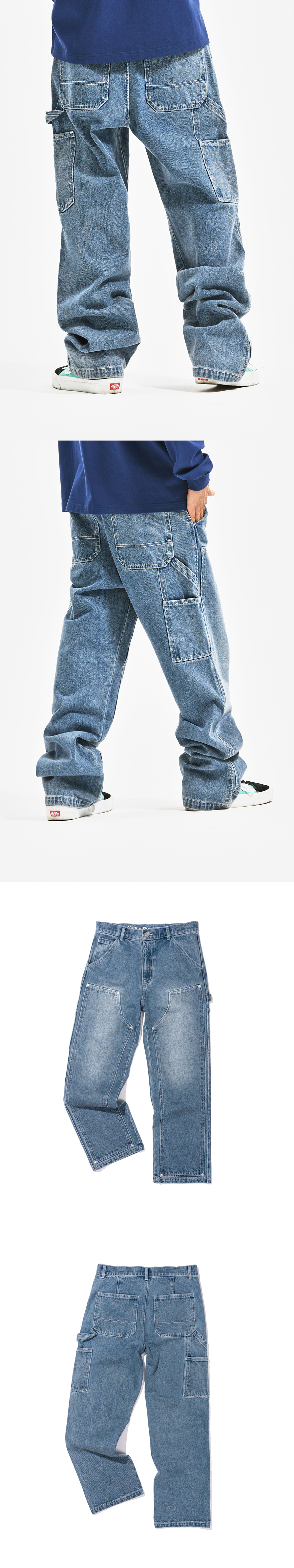 DOUBLE KNEE DENIM L/BLUE