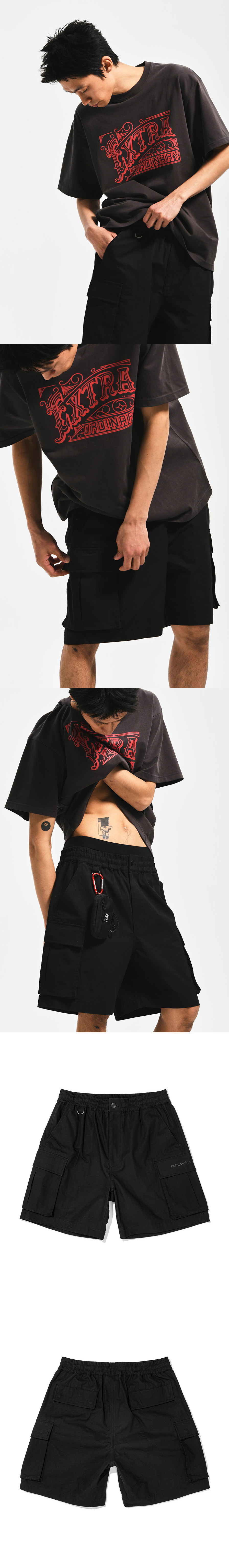 SOLID CARGO RIPSTOP SHORTS  BLACK