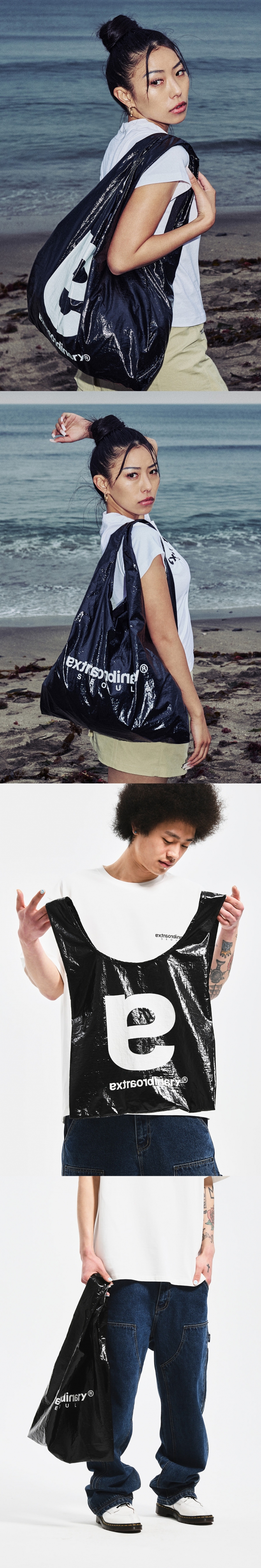 EX GLOSSY USABLE BAG   BLACK
