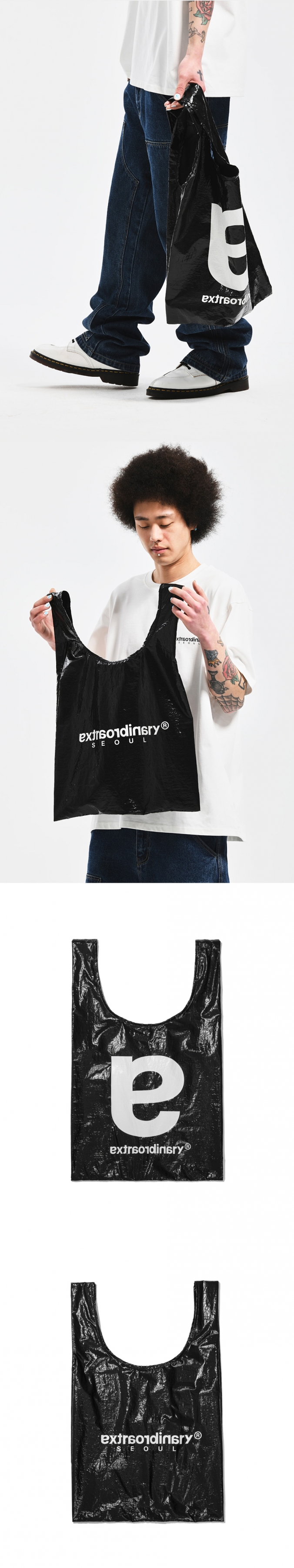 EX GLOSSY USABLE BAG   BLACK