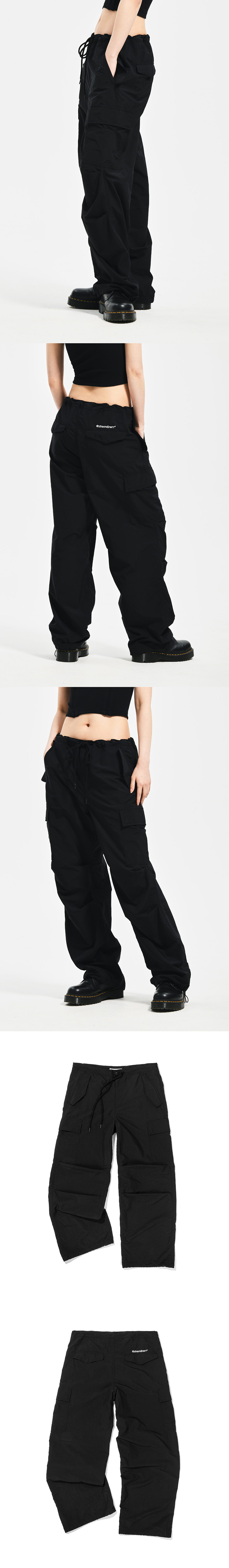 WOMEN PARACHUTE PANTS   BLACK