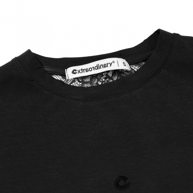 WOMEN  SYMBOL LACE TEE   BLACK