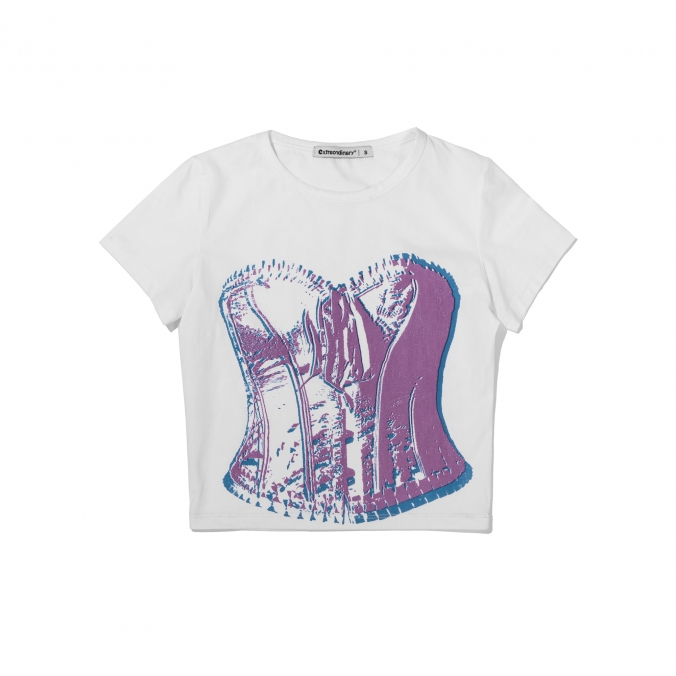 WOMEN BUSTIER TEE   OFF WHITE