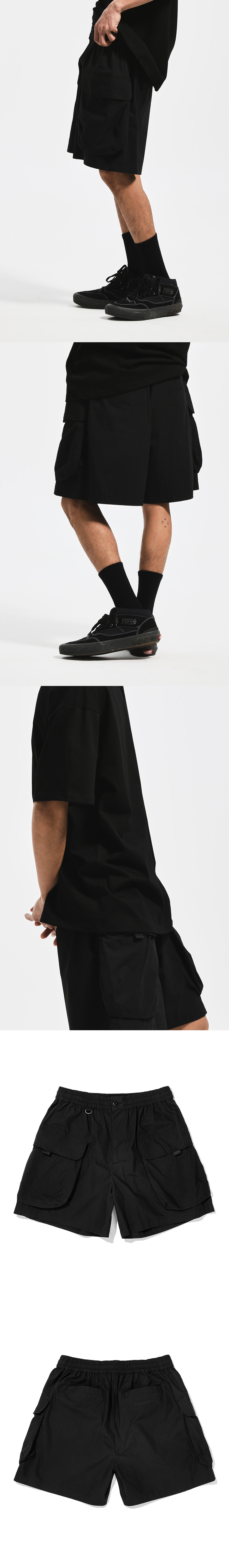 SOLID POCKET SHORTS   BLACK