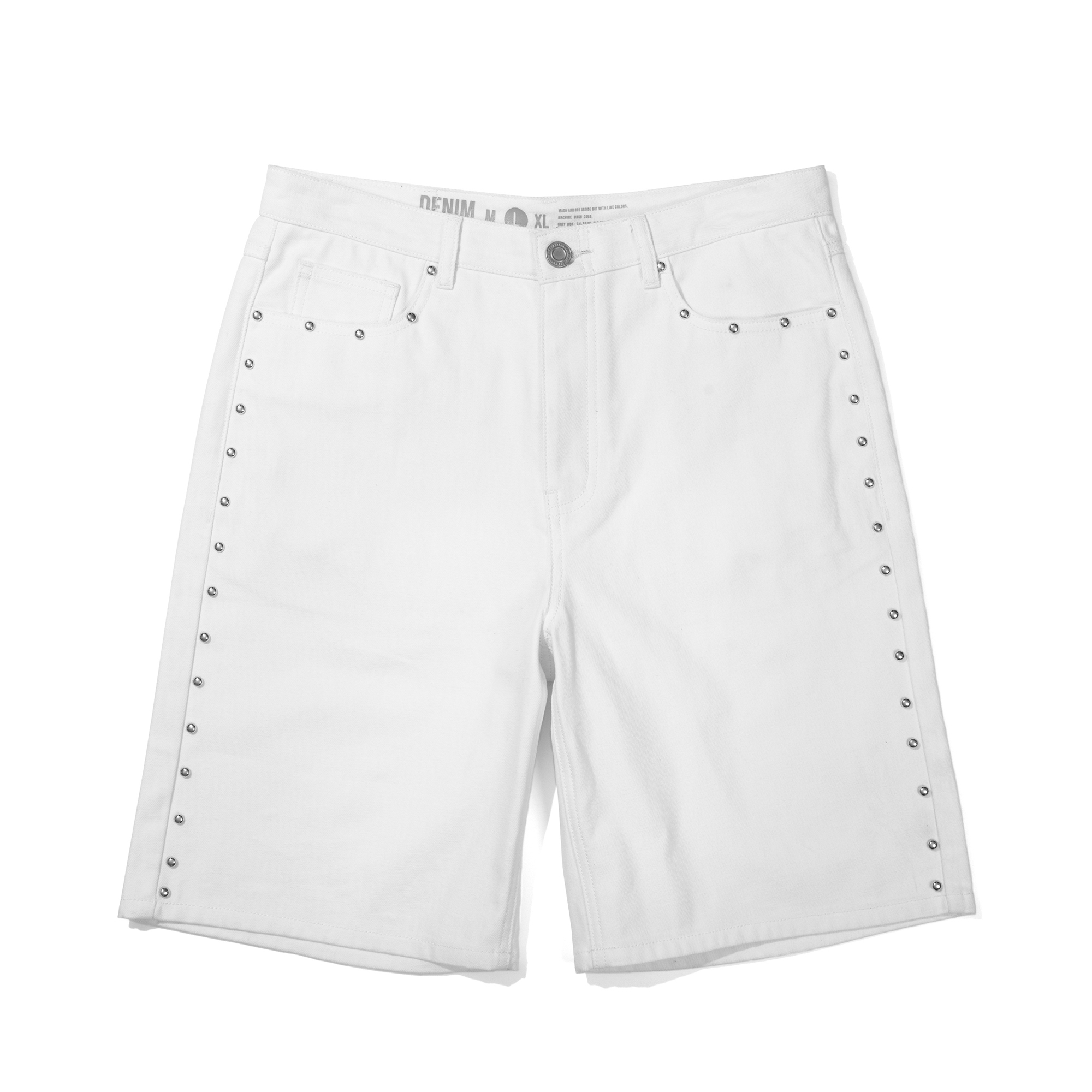 STUDS DENIM SHORTS   OFF WHITE