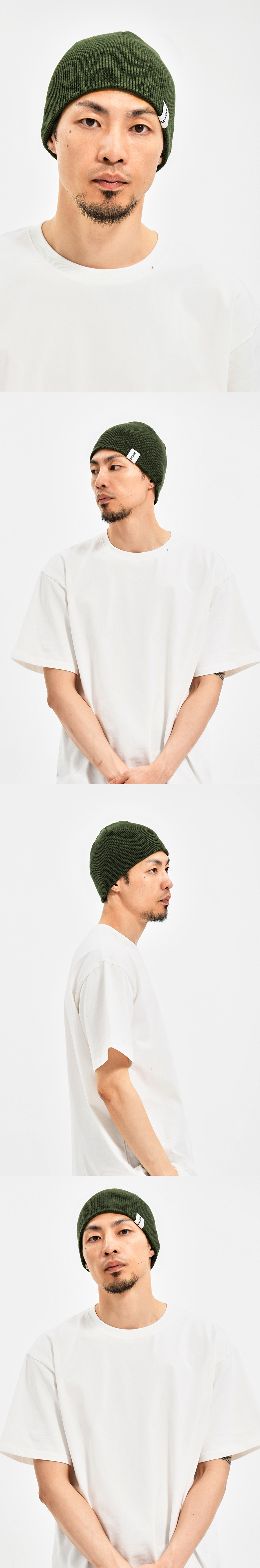 BASIC LOGO SHORT BEANIE  KHAKI