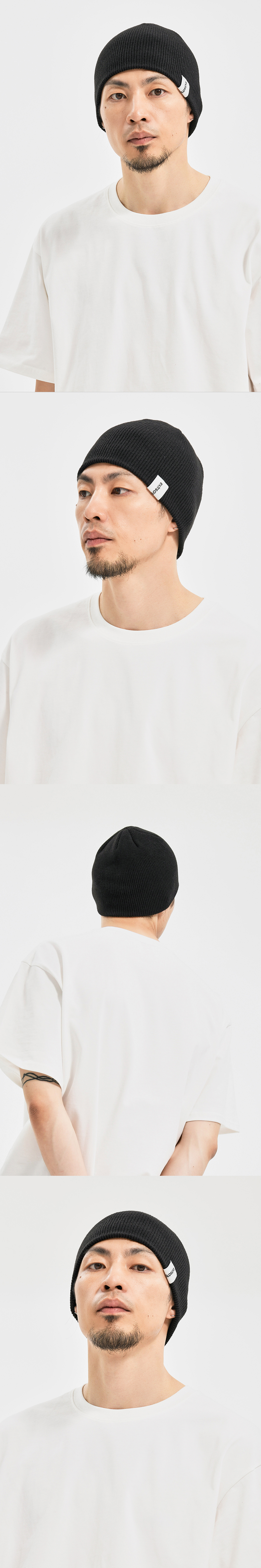 BASIC LOGO SHORT BEANIE  BLACK