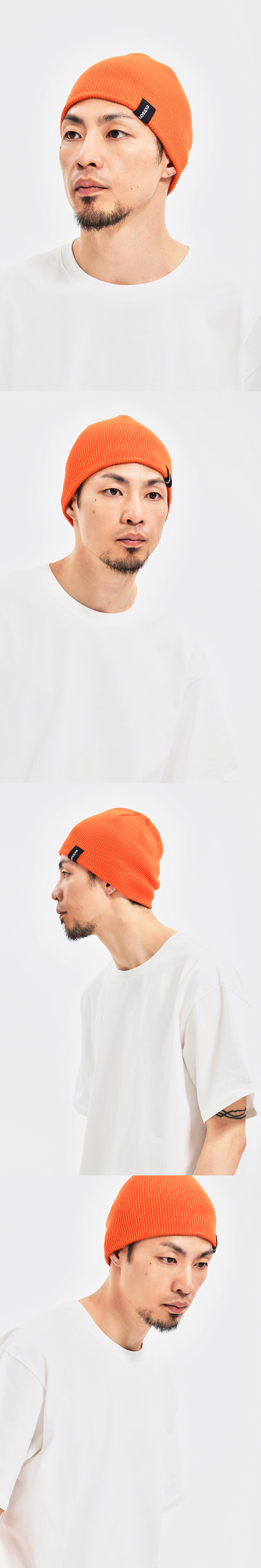 BASIC LOGO SHORT BEANIE  ORANGE