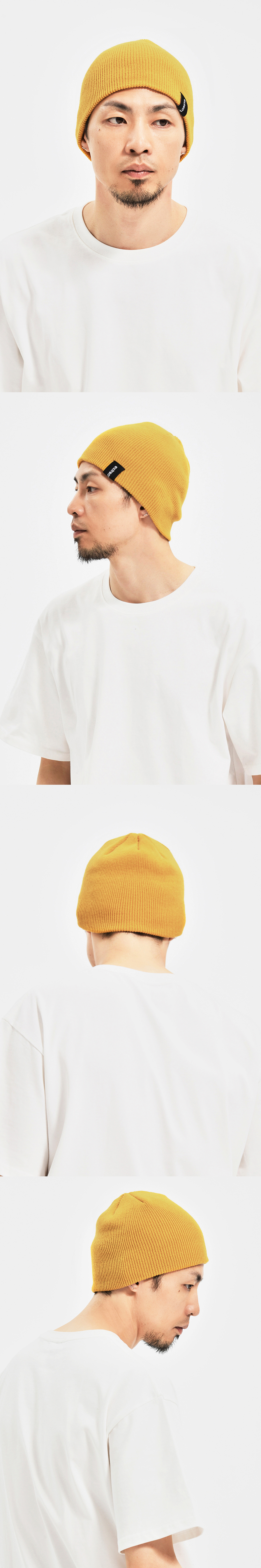 BASIC LOGO SHORT BEANIE  YELLOW