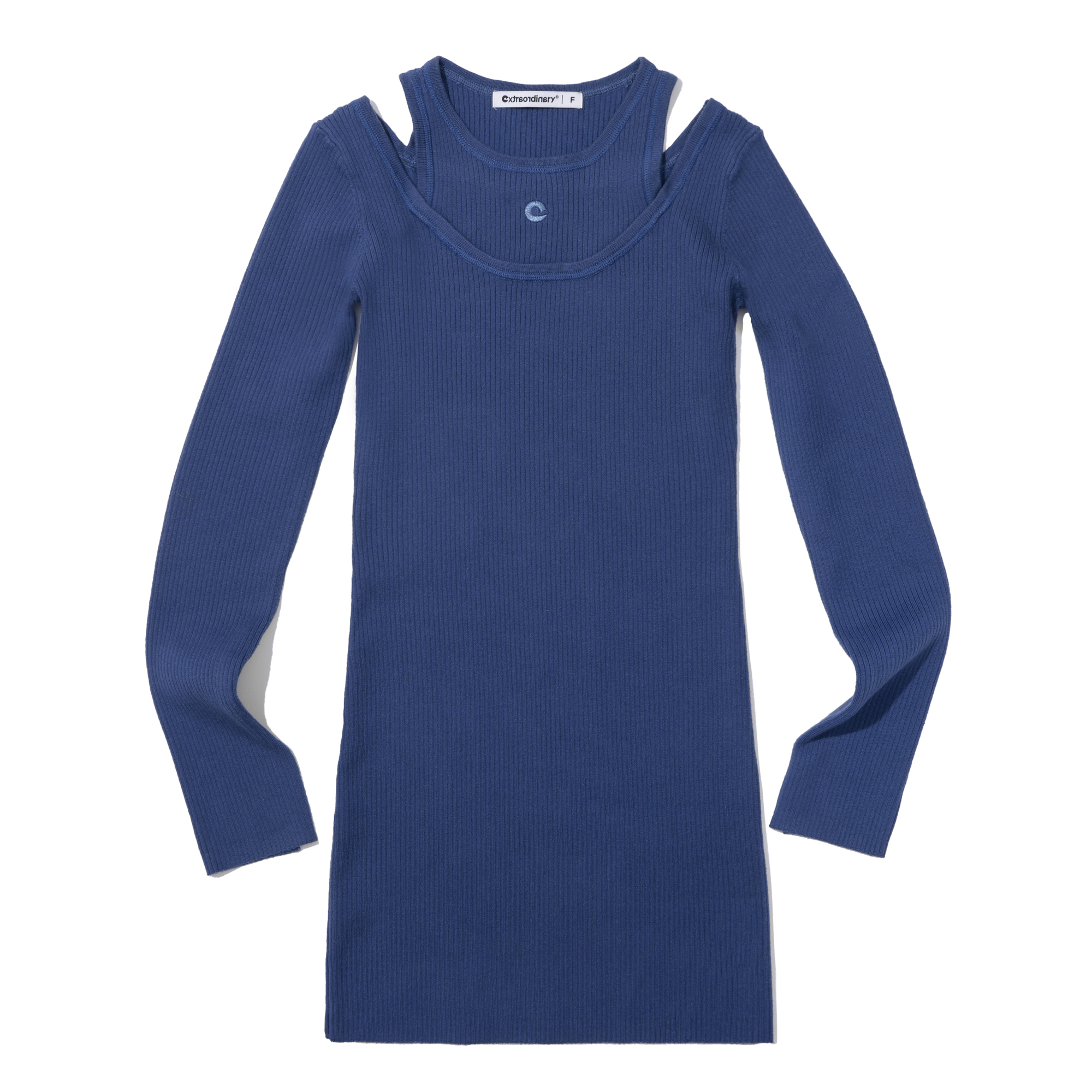 LAYERED LONG SLEEVE ONE-PIECE  BLUE