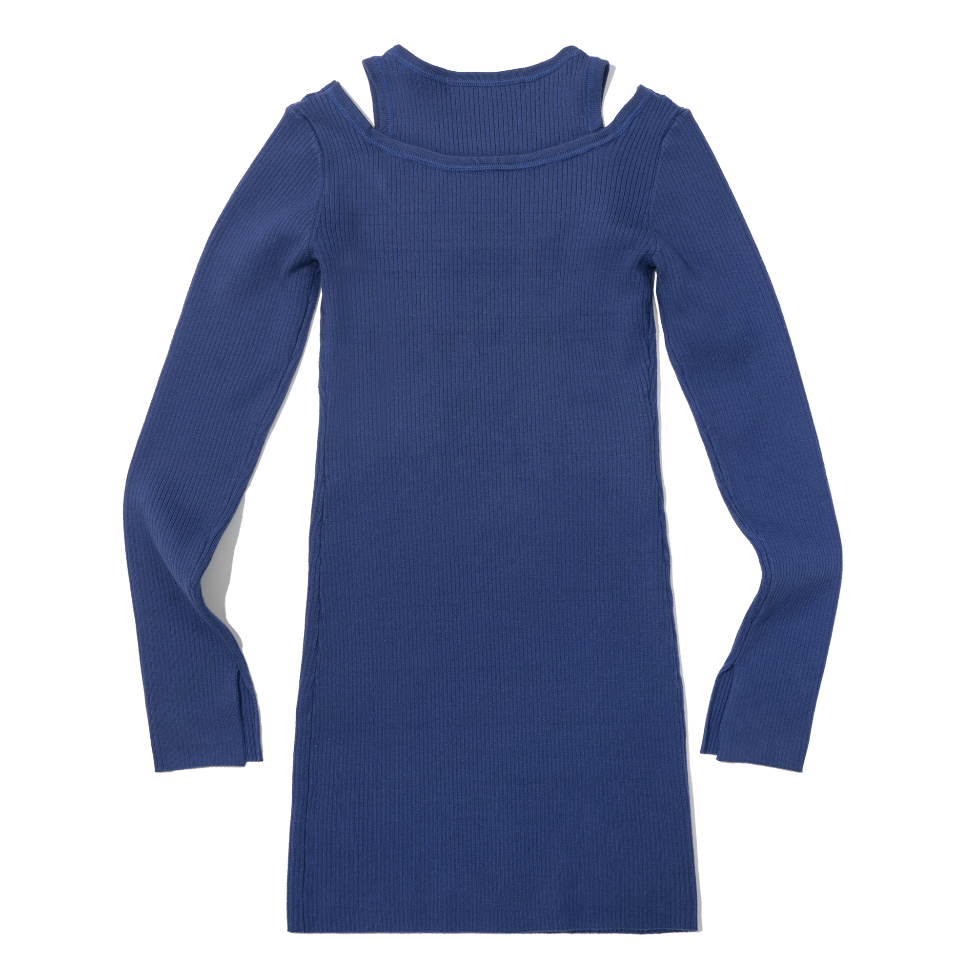 LAYERED LONG SLEEVE ONE-PIECE  BLUE