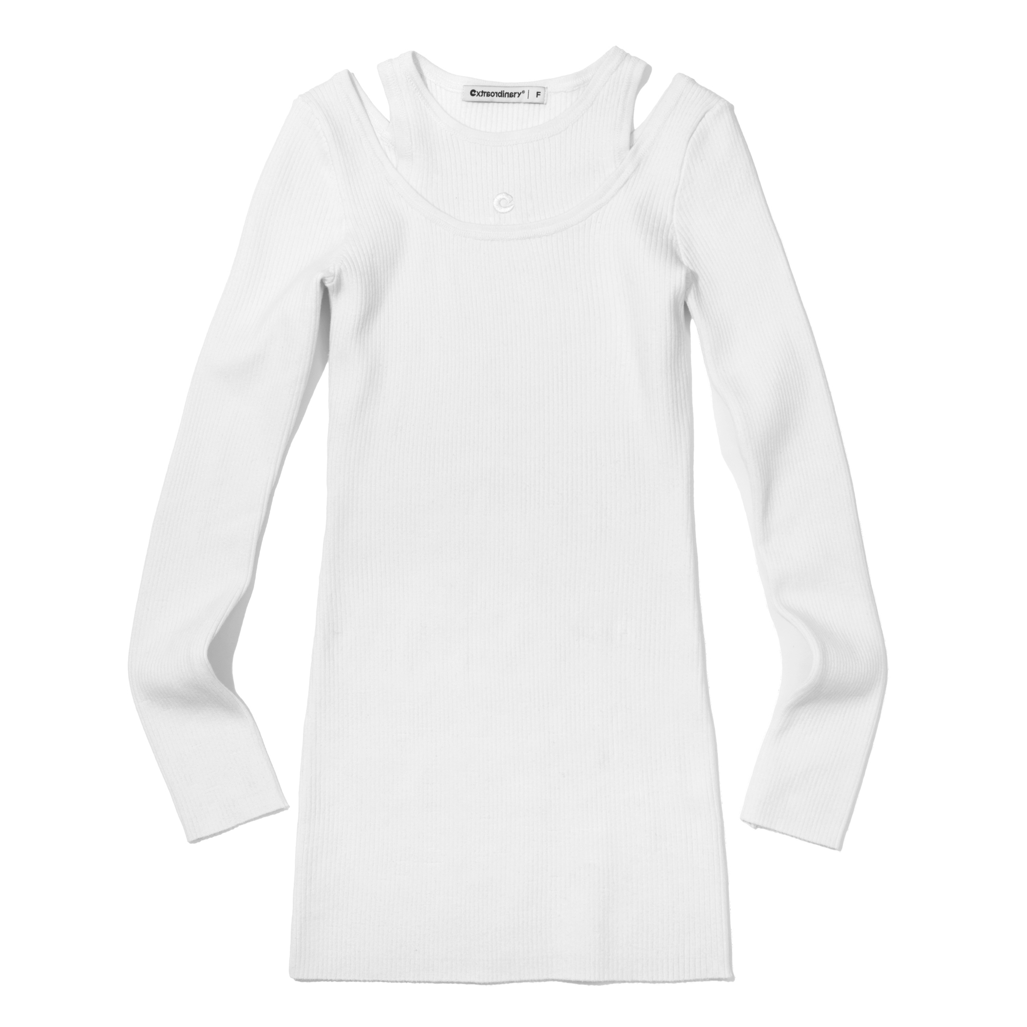 LAYERED LONG SLEEVE ONE-PIECE  OFF WHITE