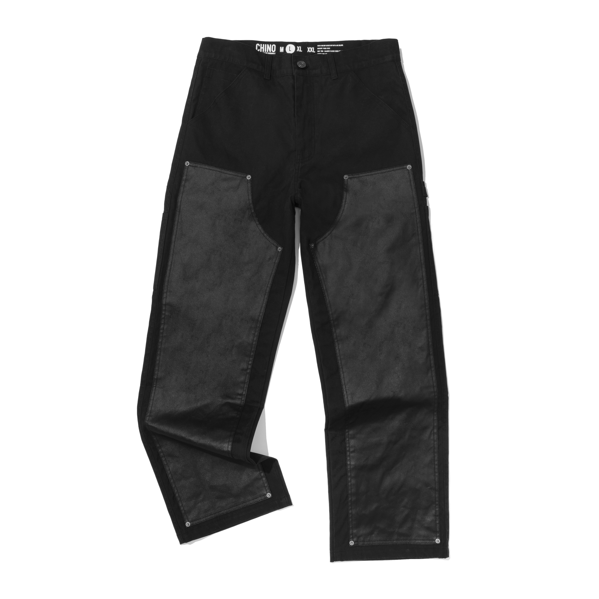 DOUBLE KNEE COATING PATCH PANTS  BLACK