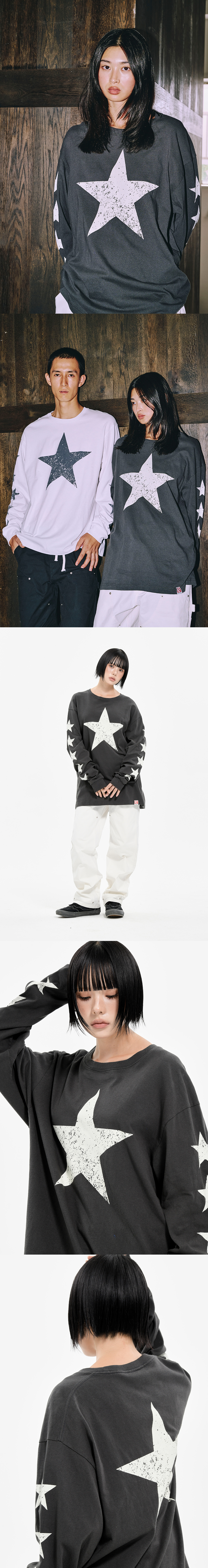 STARS LONG SLEEVE  CHARCOAL